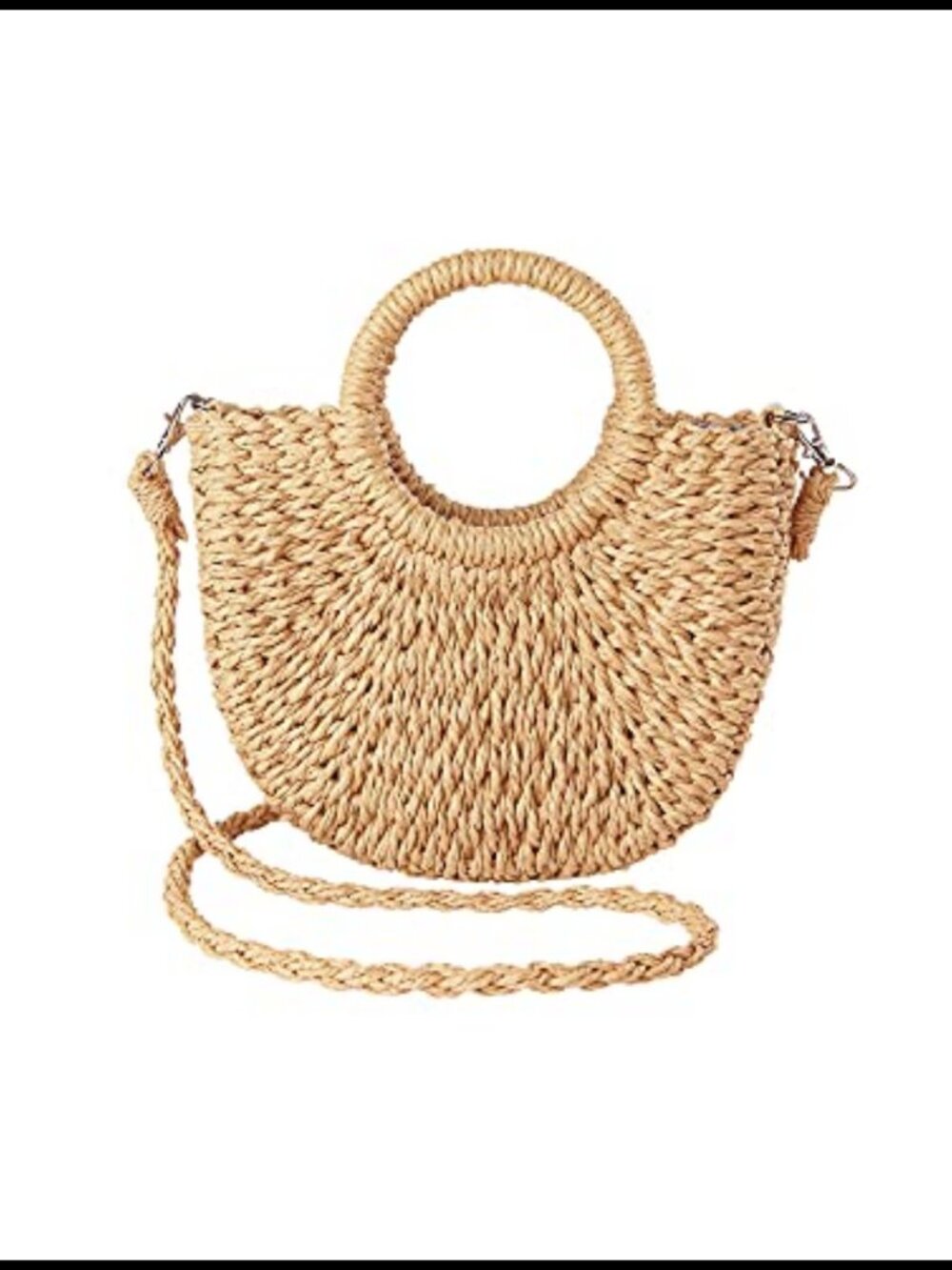 JOLLQUE Straw Crossbody Bag Handwoven Woven Boho Beach Purse